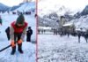 उत्तराखंड में मौसम हुआ सर्द, केदारनाथ धाम में भारी बर्फबारी, हैलीपेड सहित यात्रा मार्ग पर जमी हल्की बर्फ, बर्फबारी के बीच उमड़ रहे श्रद्धालु snowfall-in-Kedarnath-Dham