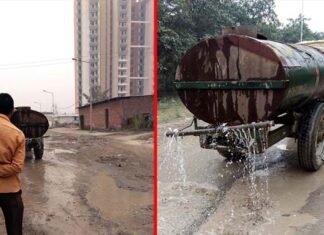 वायु प्रदूषण रोकने को ग्रेनो प्राधिरकरण ने झोंकी ताकत, वाटर स्प्रिंकलर व टैंकर से किया पानी का छिड़काव greno-authority-sprinkled-water-with-water-sprinkler-to-stop-air-pollution