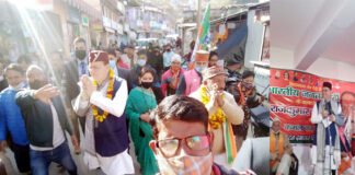 भाजपा प्रत्याशी पोरी के समर्थन में मुख्यमंत्री धामी ने पौड़ी पहुंचकर किया प्रचार cm-dhami-in-pauri