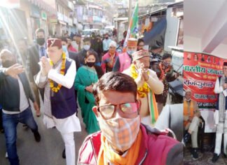 भाजपा प्रत्याशी पोरी के समर्थन में मुख्यमंत्री धामी ने पौड़ी पहुंचकर किया प्रचार cm-dhami-in-pauri