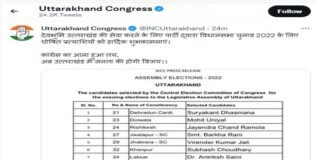 Uttarakhand Election 2022: ये रही कांग्रेस की 11 सीटों की अधिकारिक सूची, देखें किसे कहाँ से मिला टिकट, 6 सीटों पर अभी भी मंत्रणा जारी uttarakhand-congress-list