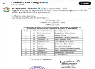 Uttarakhand Election 2022: ये रही कांग्रेस की 11 सीटों की अधिकारिक सूची, देखें किसे कहाँ से मिला टिकट, 6 सीटों पर अभी भी मंत्रणा जारी uttarakhand-congress-list