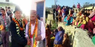 आखिरी दिन भाजपा प्रत्याशी राजकुमार पोरी ने पूर्व सीएम तीरथ सिंह रावत के गांव सीरों पहुंचकर मांगे वोट rajkumar-pori