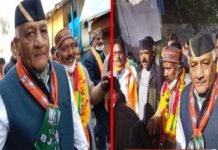 जनरल वीके सिंह ने भाजपा प्रत्याशी पोरी के समर्थन में पौड़ी में जनसंपर्क कर मांगे वोट