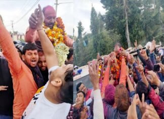 भाजपा प्रत्याशी राजकुमार पोरी की जीत पर पौड़ी में जश्न, समर्थकों ने नगर में निकाला विजयी झुलूस rajkumar pori