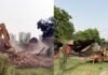ग्रेनो प्राधिकरण ने 4700 वर्ग मीटर जमीन कराई खाली, जमीन की कीमत नौ करोड़ से अधिक होने का आकलन BULDOZER-IN-GRETER-NOIDA