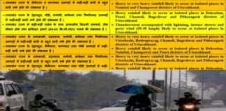 उत्तराखंड में अगले 4 दिन तक भारी वर्षा की चेतावनी, मौसम विभाग ने जारी किया येल्लो/ऑरेंज अलर्ट heavy rain alert in uttarakhand