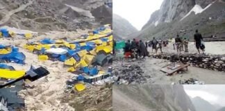 बाबा अमरनाथ गुफा के पास बादल फटने से 15 श्रद्धालुओं की मौत, कई लापता