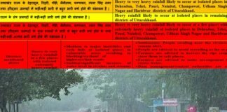 उत्तराखंड में भारी बारिश का रेड अलर्ट जारी, मुख्यमंत्री ने सभी जिलाधिकारियों को सतर्क रहने के दिये निर्देश Red alert for heavy rain in Uttarakhand
