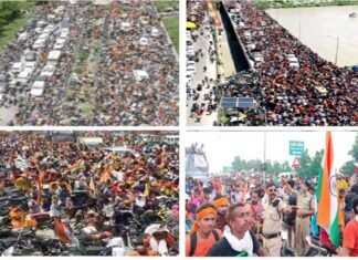 उमड़ा हुजूम: कांवड़ियों से पैक हरिद्वार, लड़खड़ाई ट्रैफिक व्यवस्था, पुलिस-प्रशासन के छूटे पसीने kanwar-yatra-2022-heavy-traffic-jam-in-haridwar