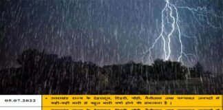 उत्तराखंड: इन जिलों में आज से 8 जुलाई तक होगी भारी बारिश, मौसम विभाग ने जारी किया ऑरेंज व येलो अलर्ट