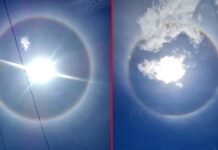 आसमान में देखने को मिला अद्भुत नजारा, सूर्यदेव के चारों ओर नजर आया इंद्रधनुषी घेरा, जानिए कैसे? rainbow circle was seen around the sun