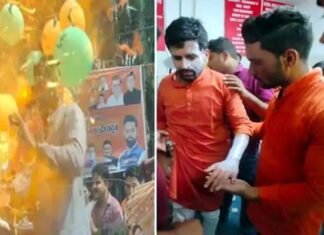 बीजेपी युवा मोर्चा की रैली में गैस के गुब्बारे फटने से हुआ हादसा, प्रदेश अध्यक्ष शशांक रावत समेत कई कार्यकर्ता झुलसे BJP Yuva Morcha rally fire incedent