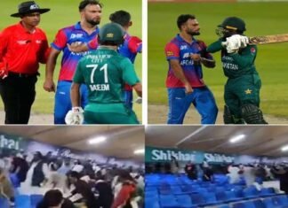 Asia Cup 2022: पाकिस्तान-अफगानिस्तान मुकाबले के दौरान ग्राउंड से स्टेडियम तक बना लड़ाई का अखाड़ा, देखें वीडियो Afghanistan Pakistan Fans clash with each other at Sharjah Stadium