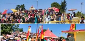 कांडा मेले में पहले दिन उमड़ी श्रद्धालुओं की भारी भीड़, मंदिर में चढ़े 37 निशान
