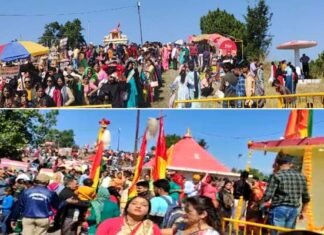 कांडा मेले में पहले दिन उमड़ी श्रद्धालुओं की भारी भीड़, मंदिर में चढ़े 37 निशान