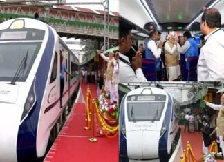 देश की पांचवीं वंदे भारत ट्रेन को पीएम मोदी ने हरी झंडी दिखाकर किया रवाना vande-bharat-train