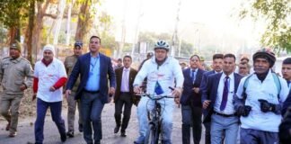 सीएम धामी ने कैम्प कार्यालय से मसूरी विंटर कार्निवाल के अंतर्गत साइकिल रैली का किया शुभारंभ cm dhami cycle rally