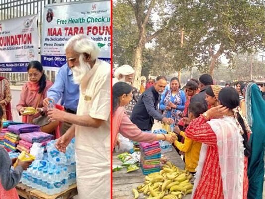 जरूरतमंद लोगों को वितरित किए कपड़े और खाना