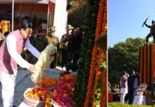 सीएम धामी ने विजय दिवस पर गांधी पार्क में शहीद स्मारक पर पुष्प चक्र अर्पित कर शहीदों को दी श्रद्धांजलि martyrs on Vijay Diwas