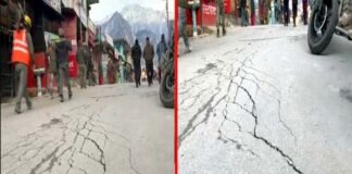 जोशीमठ संकट के बीच अब बदरीनाथ जाने वाले नेशनल हाईवे पर पड़ी दरारें cracks appear on Badrinath national highway in Joshimath