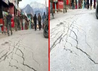 जोशीमठ संकट के बीच अब बदरीनाथ जाने वाले नेशनल हाईवे पर पड़ी दरारें cracks appear on Badrinath national highway in Joshimath