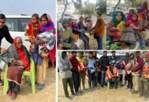 ग्रेटर नोएडा प्रेस क्लब ने ठिठुरती सर्दी में गरीब एवं जरूरतमंदों को बांटे कंबल