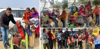 ग्रेटर नोएडा प्रेस क्लब ने ठिठुरती सर्दी में गरीब एवं जरूरतमंदों को बांटे कंबल