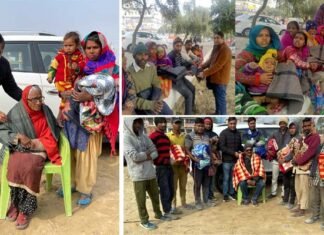 ग्रेटर नोएडा प्रेस क्लब ने ठिठुरती सर्दी में गरीब एवं जरूरतमंदों को बांटे कंबल