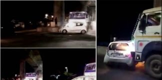 रोडरेज : नशे में धुत कंटेनर चालक फ़िल्मी स्टाइल में कार को दो किलोमीटर तक घसीटता रहा, गाड़ी में सवार चारों लोगों ने कूदकर बचाई जान, देखिए वीडियो Drunken container driver dragged the car
