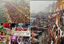 महाशिवरात्रि पर्व पर गंगा घाटों पर लाखों श्रद्धालुओं ने लगाई आस्था की डुबकी, शिवालयों में जलाभिषेक करने के लिए उमड़ी भारी भीड़, 700 साल बाद बना है पंच महायोग