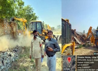 पतवाड़ी में चला ग्रेटर नोएडा प्राधिकरण का बुल्डोजर, 26350 वर्ग मीटर जमीन पर अतिक्रमण को किया ध्वस्त demolished encroachment in Patwadi