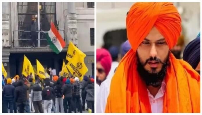Amritpal supportersunfurled the tricolor at the Indian High Commission in Britai