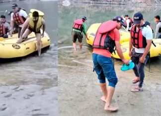 श्रीनगर : अलकनंदा नदी में गोवा बीच के टापू में फंसे व्यक्ति की पुलिस ने बचाई जान man stranded on Alaknanda river in Goa beach
