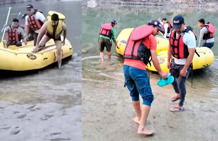 man stranded on Alaknanda river in Goa beach