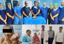 श्री महंत इन्दिरेश अस्पताल ने कैंसर सर्जरी चिकित्सा में पेश की एक नई मिसाल, 91 वर्षीय महिला के गले से निकाला डेढ़ किलो का ट्यूमर 1.5 kg tumor removed from 91-year-old woman throat