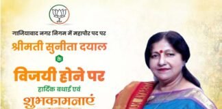 गाजियाबाद मेयर सीट पर भाजपा प्रत्याशी सुनीता दयाल की ऐतिहासिक जीत, बाकी सभी 12 प्रत्याशियों की जमानत जफ्त bjp-sunita-dayal