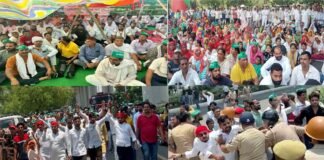 किसानों ने ग्रेटर नोएडा प्राधिकरण के दोनों गेट पर किया कब्जा!, पुलिस व किसानों के बीच झड़प Farmers occupied both the gates of Greater Noida Authority