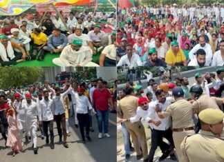किसानों ने ग्रेटर नोएडा प्राधिकरण के दोनों गेट पर किया कब्जा!, पुलिस व किसानों के बीच झड़प Farmers occupied both the gates of Greater Noida Authority