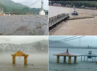 ऋषिकेश में चेतावनी रेखा से ऊपर बह रही गंगा, श्रीनगर में भी अलकनंदा नदी का जलस्तर वॉर्निंग लेवल के पार Ganga flowing above the warning line in Rishikesh