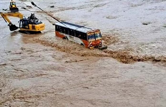 bus stuck in flood