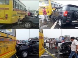 दिल्ली-मेरठ एक्सप्रेसवे पर दर्दनाक हादसा, स्कूल बस और कार की टक्कर में 6 लोगों की मौत, सीएम योगी ने जताया गहरा दुःख School bus and car collided on Delhi-Meerut Expressway, 6 people died