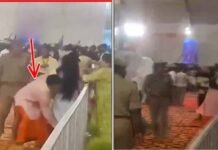 ग्रेटर नोएडा में बाबा बागेश्वर धाम के कार्यक्रम में सेवादार ने महिला को उठा कर रेलिंग के पार फेंका, FIR दर्ज, पास खड़ा दरोगा सस्पेंड