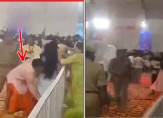 ग्रेटर नोएडा में बाबा बागेश्वर धाम के कार्यक्रम में सेवादार ने महिला को उठा कर रेलिंग के पार फेंका, FIR दर्ज, पास खड़ा दरोगा सस्पेंड