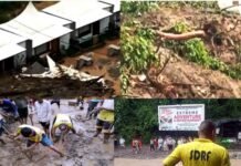 पौड़ी के यमकेश्वर ब्लॉक में भूस्खलन से मलबे में दबा रिजॉर्ट, एक ही परिवार के पांच लोग दबे, 10 वर्षीय बच्ची का सकुशल रेस्क्यू , एक का शव बरामद camp destroyed in yamkeshwar pauri