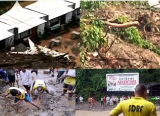 पौड़ी के यमकेश्वर ब्लॉक में भूस्खलन से मलबे में दबा रिजॉर्ट, एक ही परिवार के पांच लोग दबे, 10 वर्षीय बच्ची का सकुशल रेस्क्यू , एक का शव बरामद camp destroyed in yamkeshwar pauri