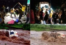 कोटद्वार में भारी बारिश से मालन नदी में फंसे 16 लोगों को SDRF ने किया रेस्क्यू, गदेरे में बही कार, अंदर बैठे लोगों ने कूदकर बचाई जान car drifted in gadere in kotdwar