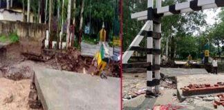कोटद्वार में भारी बारिश से पनियाली नदी उफान पर, कौड़िया स्थित गबर सिंह कैंप का गेट व पिलर टूटे gabar-sigh-camp-kotdwar-main-gate-damaged-due-to-heavy-rain