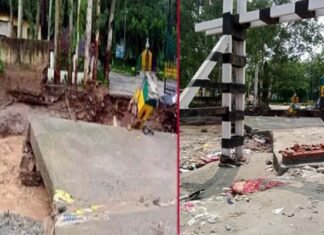कोटद्वार में भारी बारिश से पनियाली नदी उफान पर, कौड़िया स्थित गबर सिंह कैंप का गेट व पिलर टूटे gabar-sigh-camp-kotdwar-main-gate-damaged-due-to-heavy-rain