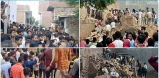 गाजियाबाद: तेज धमाके के बाद गिरा दो मंजिला मकान, एक की मौत, 6 घायल house collapsed in Loni Ghaziabad